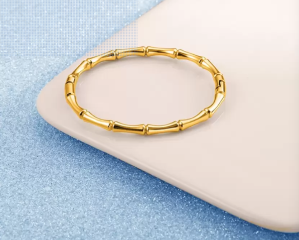 lustrous gold plated stainless steel bangle bracelet - Image 4
