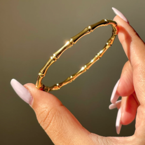 lustrous gold plated stainless steel bangle bracelet
